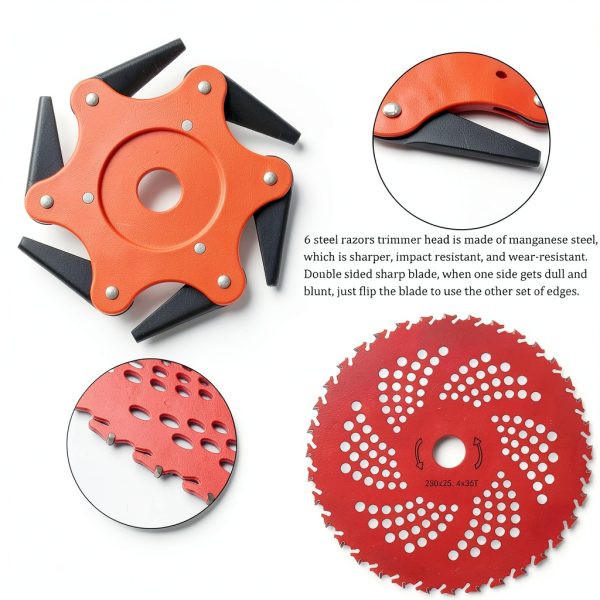 Weed Trimmer Blade LIUYIED Steel 6Blade Attachment-2