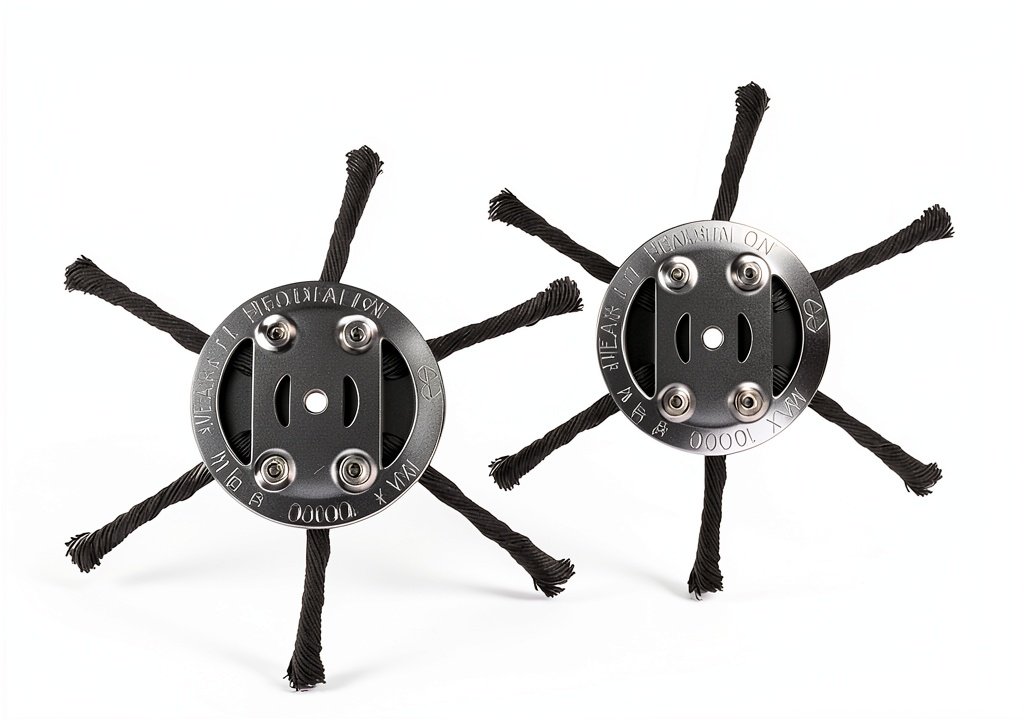 Liangyouxin steel wire trimmer head showing detailed construction and mounting interface