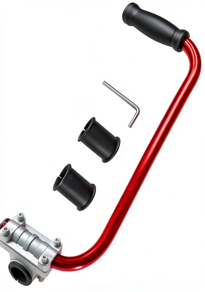 ZJSYMZY weed eater handle attached to a trimmer in a garden