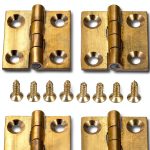 Pure Brass Mini Hinges 4Pcs Folding Butt Drawer Cabinets 1 Inch-0