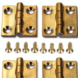 Pure Brass Mini Hinges 4Pcs Folding Butt Drawer Cabinets 1 Inch-0
