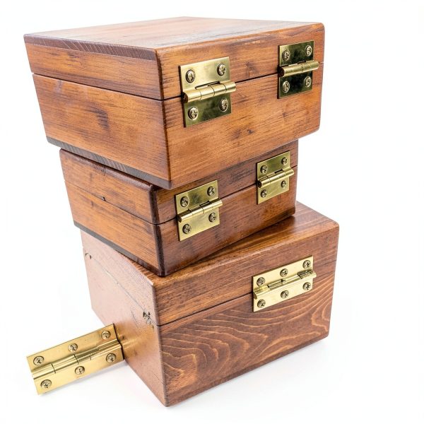 Pure Brass Mini Hinges 4Pcs Folding Butt Drawer Cabinets 1 Inch-2